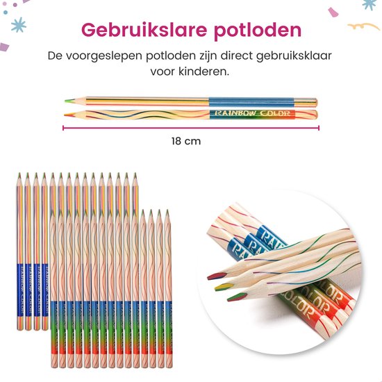 Partizzle 30x Regenbogen-Malstiftset - Bleistiftgeschenke - Grabbelton Bastelgeschenke - Kreatives Zeichnen und Malen lernen - Für Kinder und Kleinkinder/Erwachsene