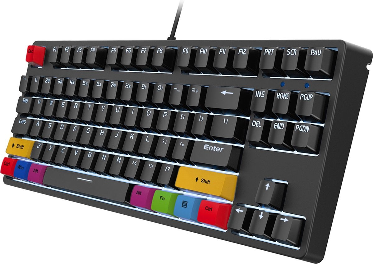 HXSJ L600 Wired Mechanical Gaming Keyboard - QWERTY - 87 Tasten - Roter Schalter - Schwarz
