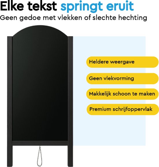 BRASQ Kreidetafel „Elegance“ Schwarz – 70 x 130 cm – Kreidetafel – Werbetafel – Straßentafel – beidseitig beschreibbar – für den Innen- und Außenbereich – Gastronomie
