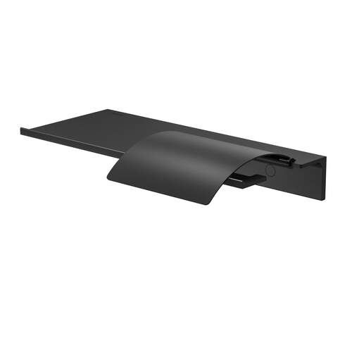 Geesa Leev Ablage mit Toilettenpapierhalter und Klappe - 28 cm - Schwarz - Aluminium