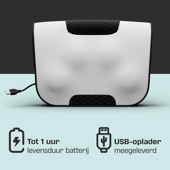 CozySense® Shiatsu-Massagekissen - Elektrisches & kabelloses Massagegerät für Nacken und Rücken - Wärmefunktion - Wiederaufladbar - Ergonomisch - Weiß