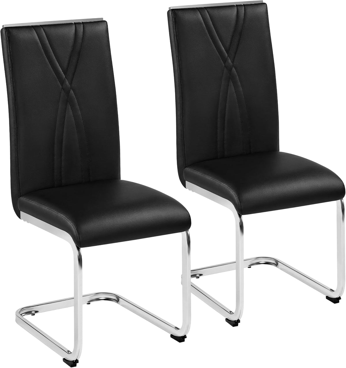 Yaheetech Esszimmerstühle, 2er-Set, Kunstleder, schwarz/weiß, 60 × 60 × 100,5 cm