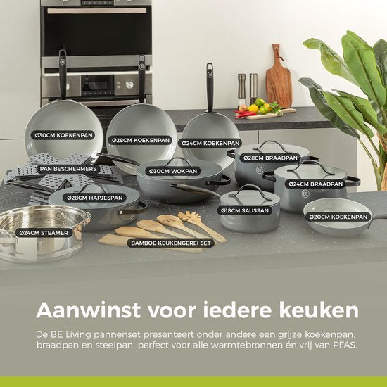 BE Living Essential Bratpfanne - Ø 20 cm - Keramik - PFAS-frei - Induktion - Grau