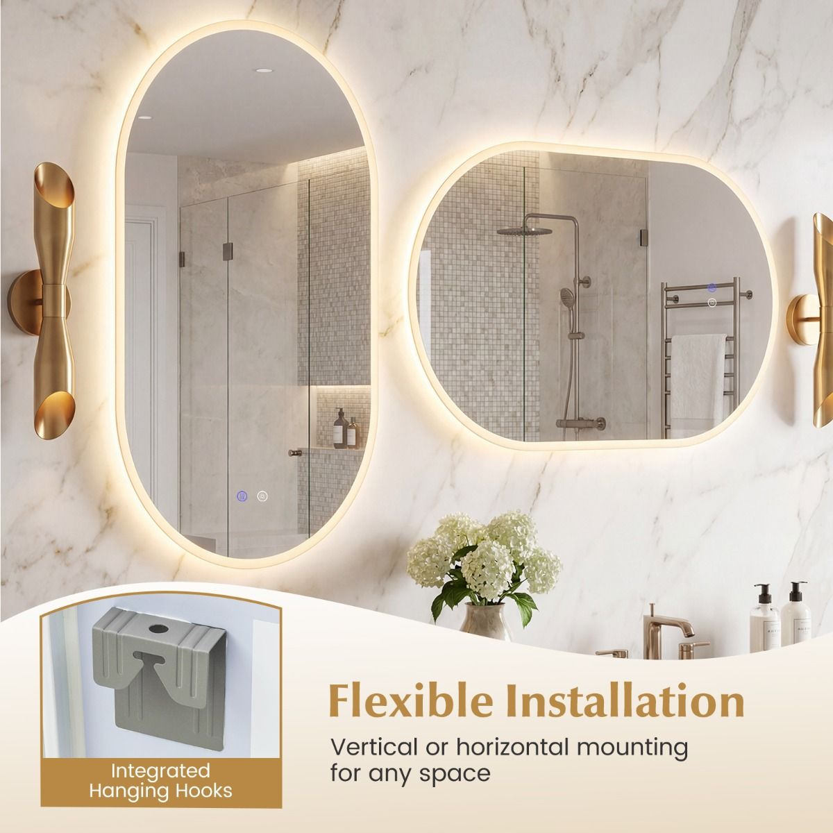 Coast Badezimmerspiegel mit LED-Beleuchtung – Antibeschlagfunktion – Touch-Bedienung – 90 x 55 cm – silber