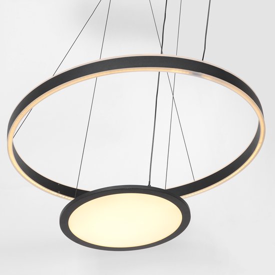Steinhauer Pendelleuchte Ringlux - schwarz - Metall - 60 cm - eingebautes LED-Modul - 3514ZW