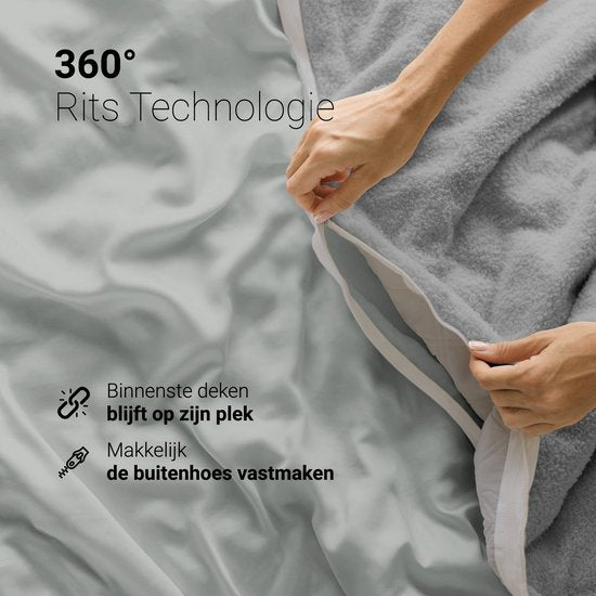 CozySense® Weighted Blanket 8 kg - Gewichtsdecke - Gewichtsdecke mit GLASS-Flow® Druckverteilung - Inklusive waschbarem Bezug - 140x200 cm - Grau