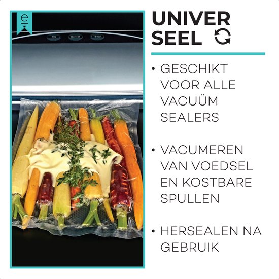 Vakuumbeutel Lebensmittel - 16x25 cm - 100 Stück - Vakuumierbeutel - Sous Vide Beutel - Vakuumbeutel Mit Mikrostruktur - Vakuum Aufbewahrungsbeutel - BPA Frei