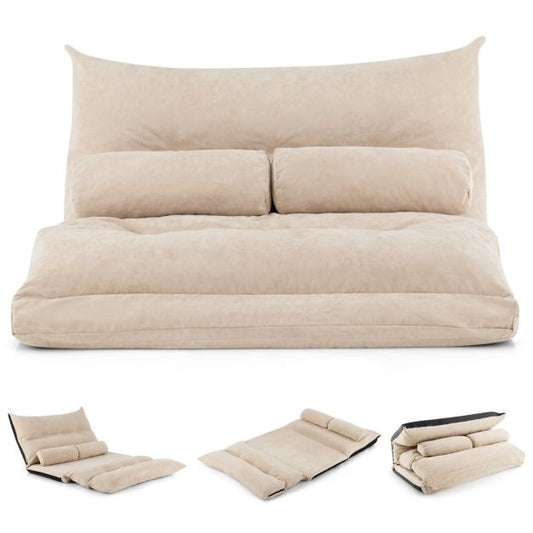 Coast Klappbare Bodenbank - Schlafsofa - Mit 2 Kissen - 180 x 110 x 18 cm - Beige