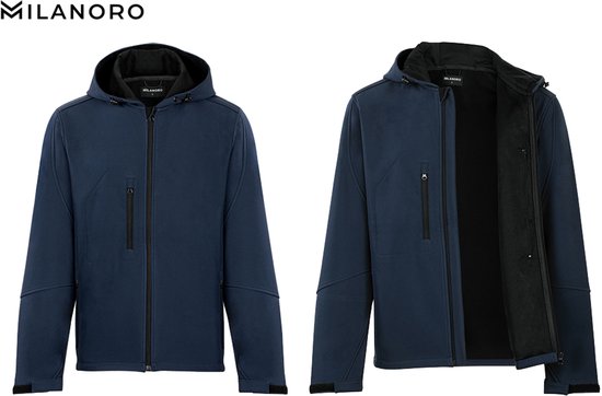 Milanoro - Wind- und wasserdichte Jacken - Jacke mit Kapuze - Navy - XXL