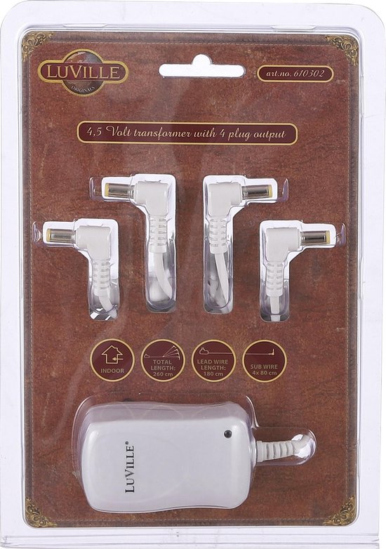 LuVille Christmas Village Schalteradapter mit 4 Steckern - 4,5 Volt
