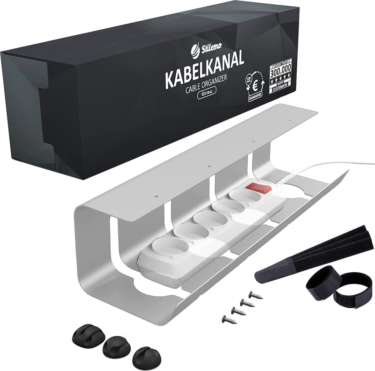 Stilemo Cable Tray Desk - Kabelhalter 43 CM - Kabelorganisator 5 KG Tragkraft - Grau