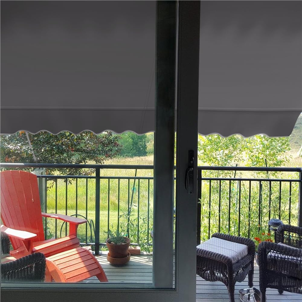 Yaheetech Sonnensegel mit Teleskoprahmen und Aufhängung – 300 x 120 cm – Höhenverstellbar 210–300 cm – UV-beständig – Grau