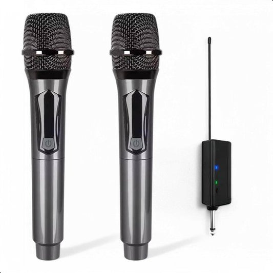 Tech Essentials® 2 Stück - Drahtloses Mikrofon-Set - VHF - USB-C Wiederaufladbar - Plug & Play - Karaoke - Studio - 3.5-6.3mm Klinke - ASMR - Geeignet für Party Box