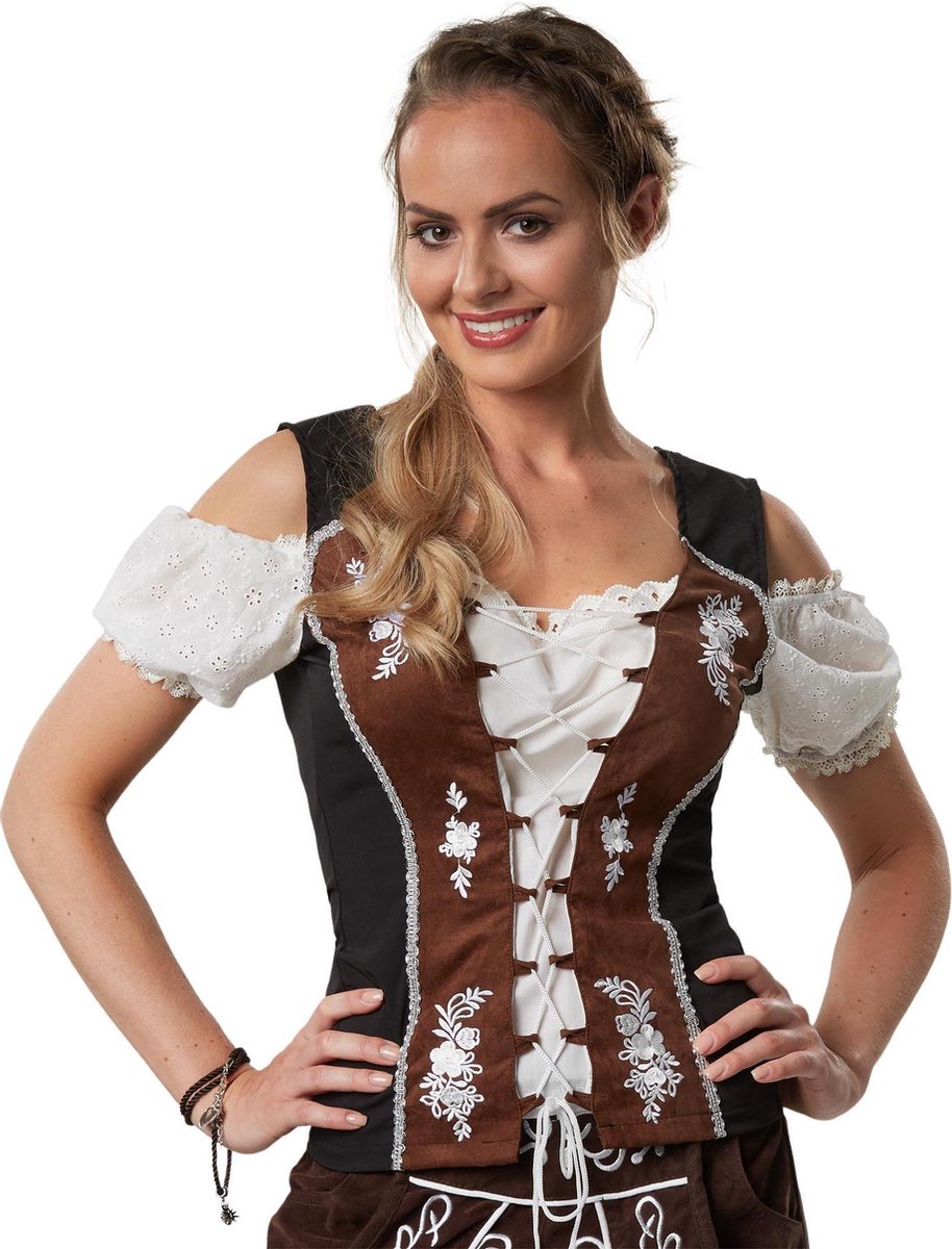 Dressforfun - Trachtenbluse Sissi - Dirndlbluse mit Carmenausschnitt, Spitze und Spitzendetails - Oktoberfest Verkleidung - Größe L