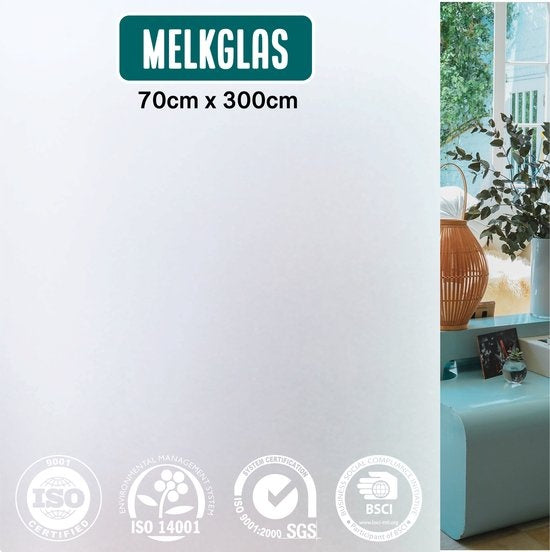 Homewell Fensterfolie HR++ 70x300cm - Solar & Isolierend - Anti-Sicht - Statisch - Milchig Glas - Inklusive Hebezeug