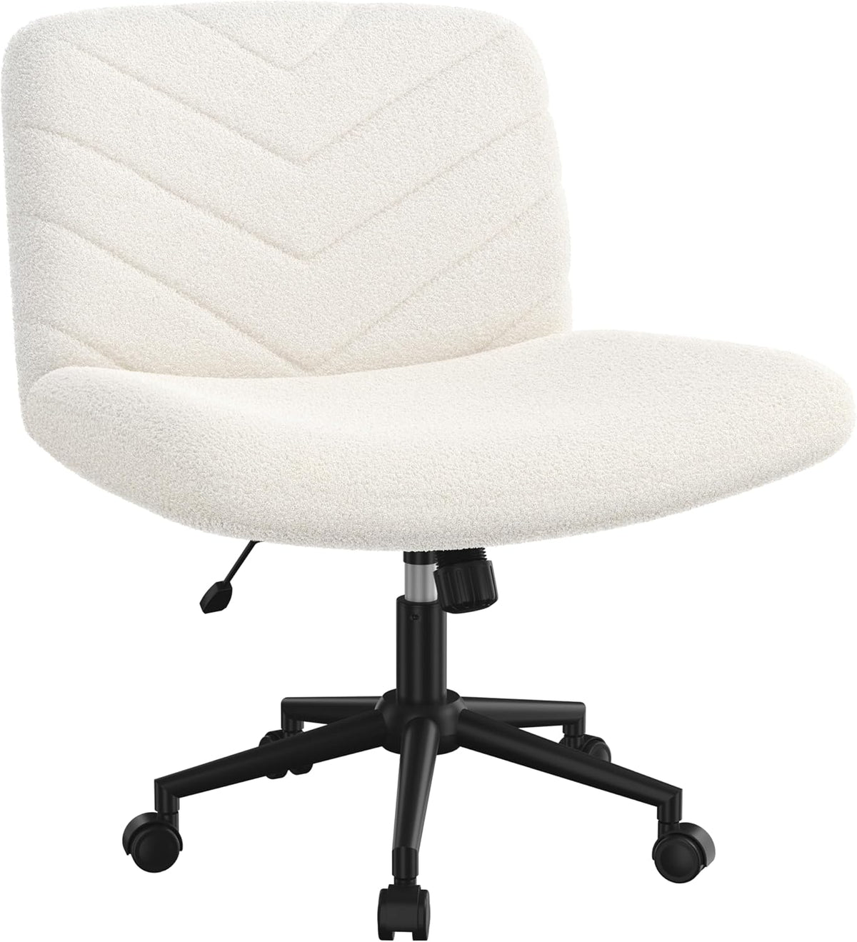 Yaheetech Bürostuhl mit Rollen und breiter Sitzfläche 66 × 65 × 92 cm Elfenbeinweiß