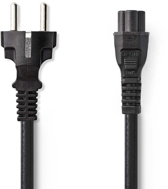 Nedis Stromkabel - Typ F (CEE 7/7) Stecker - IEC-320-C5 - Gerade - Vernickelt - 2,00 m - Rund - PVC - Schwarz - Etikett