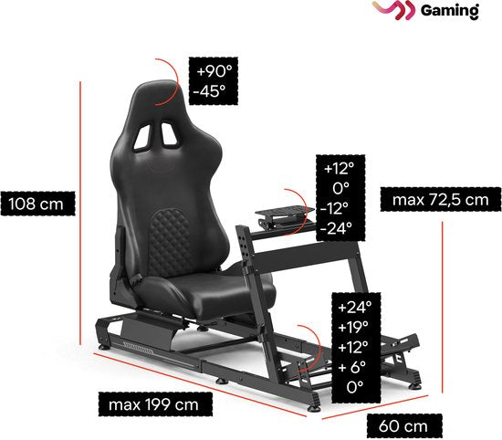 VDD Gaming für Sim-Racing-Cockpit – Schwarz auf Schwarz – Aluminium
