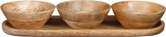 Mica Decorations Tomar Schalen und Tablett - L35 x B12 x H5 cm - 100% FSC Mango Holz - Hellbraun