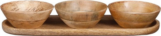 Mica Decorations Tomar Schalen und Tablett - L35 x B12 x H5 cm - 100% FSC Mango Holz - Hellbraun