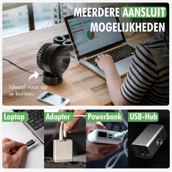 Travelhawk Mini USB-Ventilator - Tischventilator - Mini-Ventilator - klein, leise und geräuschlos - zwei Motoren - neigbar - 2 Geschwindigkeiten - schwarz