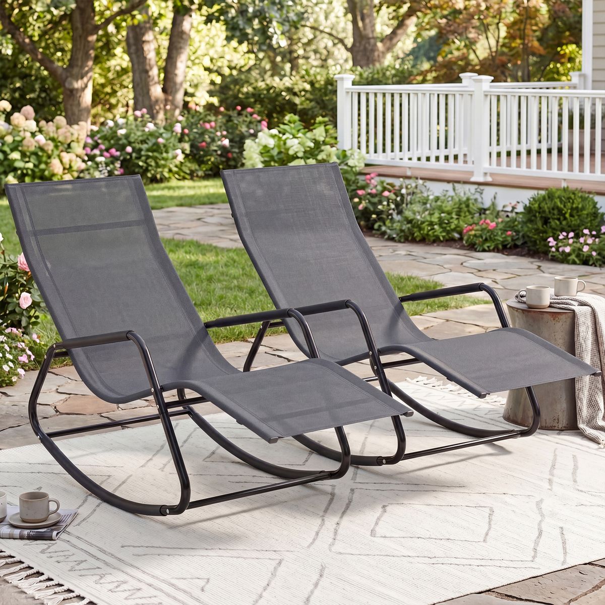 Coast Gartenliege – ergonomischer Schaukelstuhl – atmungsaktives Metallgestell – beige