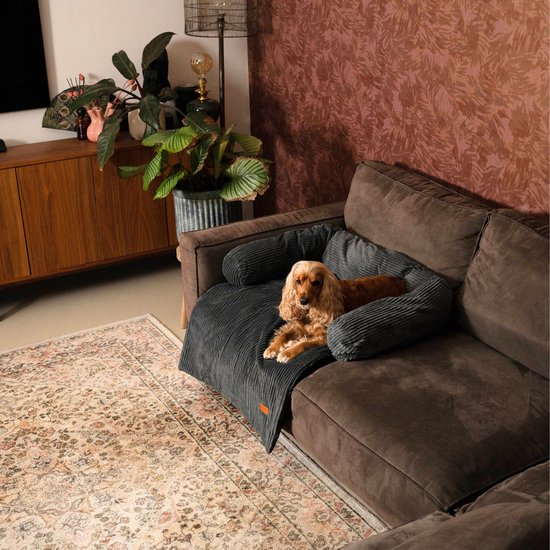 By Cee Cee Original Hundedeckenbank - Hundedeckenbank - Hundekorb - Premium - Vollständig mit Reißverschluss - Royal Collection - Rib Dark Grey - Größe M - 90x90