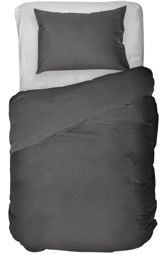 Kayori Elin Bettbezug aus Baumwollsatin – 260 x 200–220 cm + 2 Kissenbezüge – Einzelbetten – Anthrazit