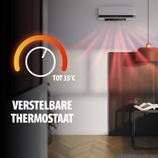 Tristar KA-5216 Keramikheizstrahler – 2000 W – mit Fernbedienung, Timer und Schwenkfunktion – Wandmontage