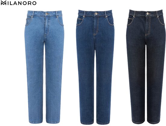 Milanoro - Stilvolle Herrenjeans - Dunkelblau - W38 - L34