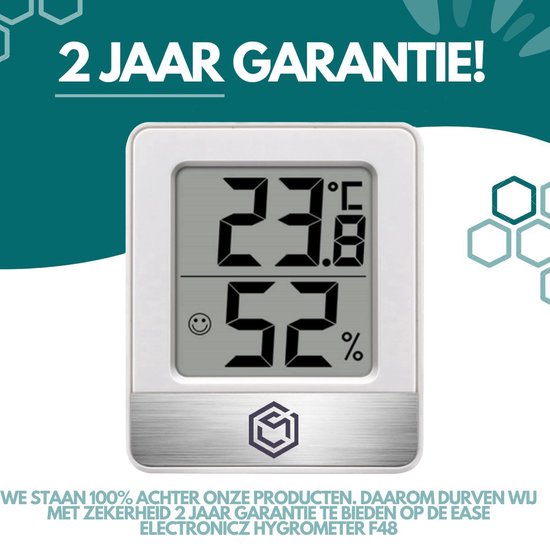Ease Electronicz Hygrometer - Luftfeuchtigkeitsmesser - Digitale Wetterstation - Luftfeuchtigkeitsmesser - Thermometer für Innenräume - inklusive Batterie