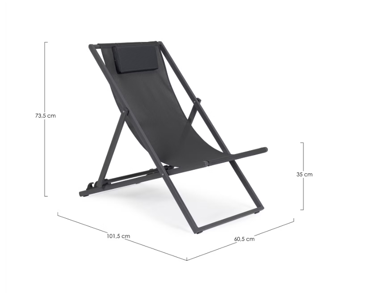 Bizzotto Liege Taylor 65 x 200 x 102 - 42,5 cm | Dunkelgrau
