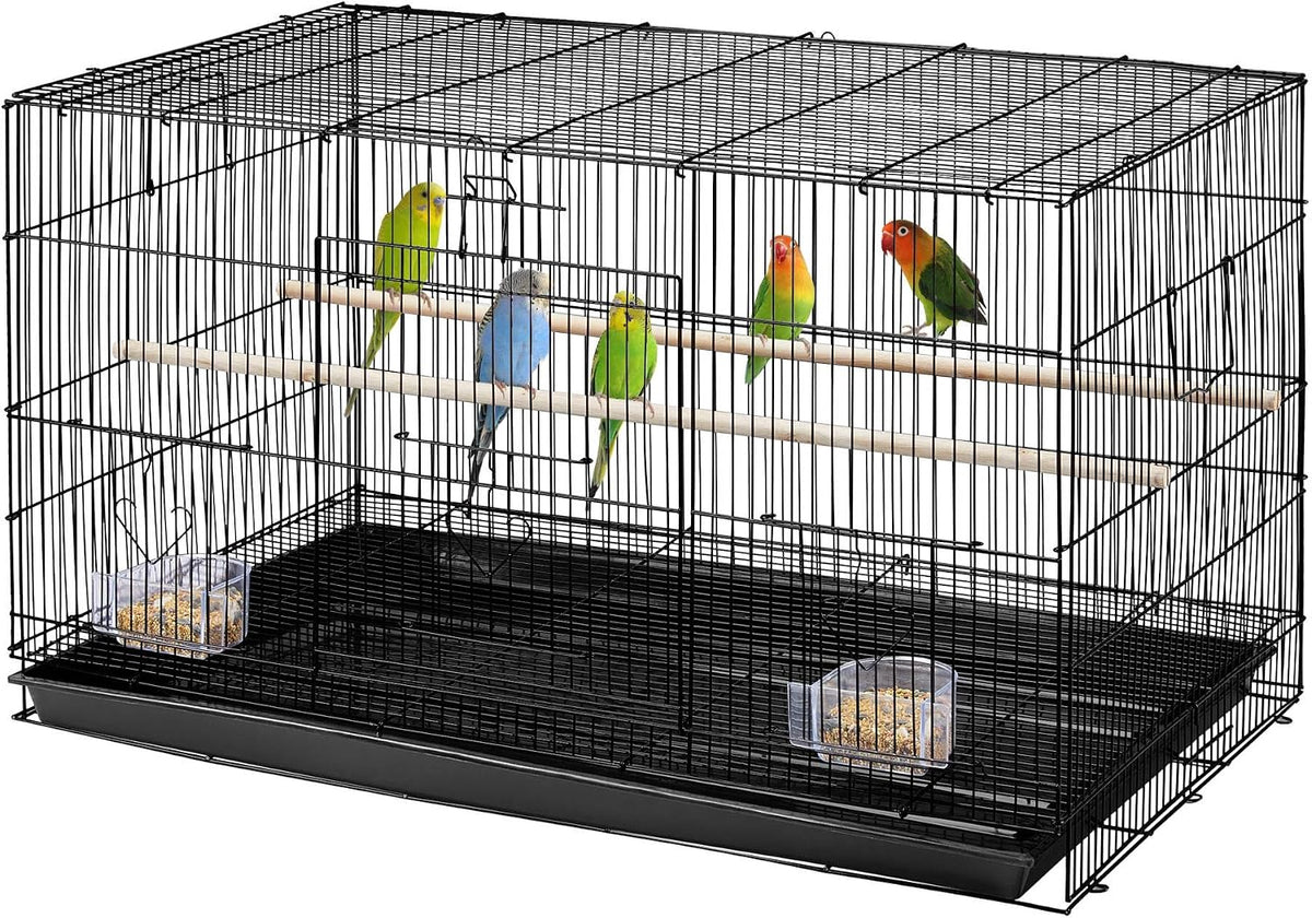 Yaheetech Stapelbarer Vogelkäfig 76 × 45,5 × 45,5 cm – Schwarz – Geräumiger Flugkäfig für Sittiche und kleine Papageien