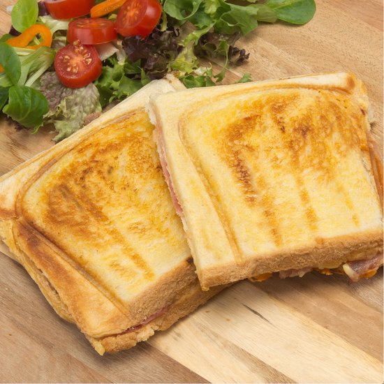 Bourgini Sandwichmaker XXL Schwarz – 800 W – Sandwichtoaster – Kontaktgrill