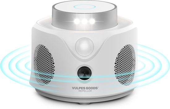 Vulpes Goods® Repellent - Ultraschall-Mausvertreiber - Schädlingsvertreiber für Innenräume - Tierfreundliche Mäuse- und Insektenbekämpfung - Tierfreundliche Mausefalle - 360 Grad Schutz - Schädlingsvertreiber - MAX Version - Weiß