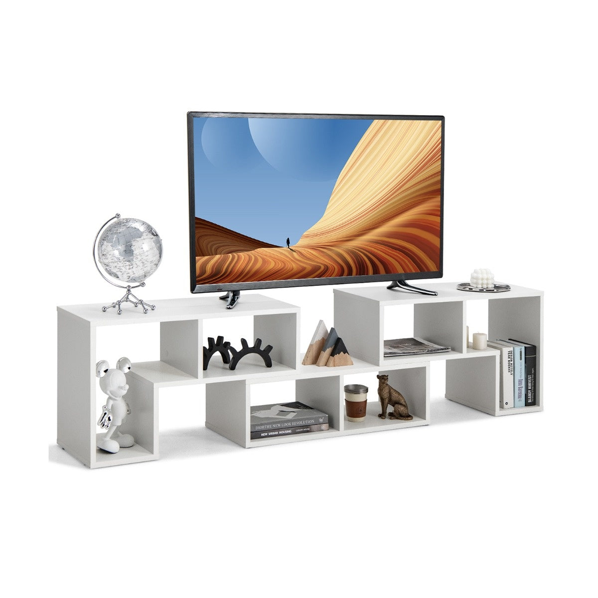Coast 3-teiliger Fernsehschrank aus Holz für TVs bis 65" frei kombinierbarer Fernsehtisch weiß