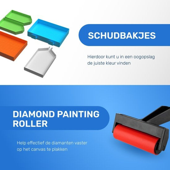 RubyeÂ® Diamantmalerei Zubehör Paket - Aufbewahrungsbox - Diamantmalerei Erwachsene - Roller - Stifte - Wachs - Shaker - Etui - Pinzette - Starter Pack