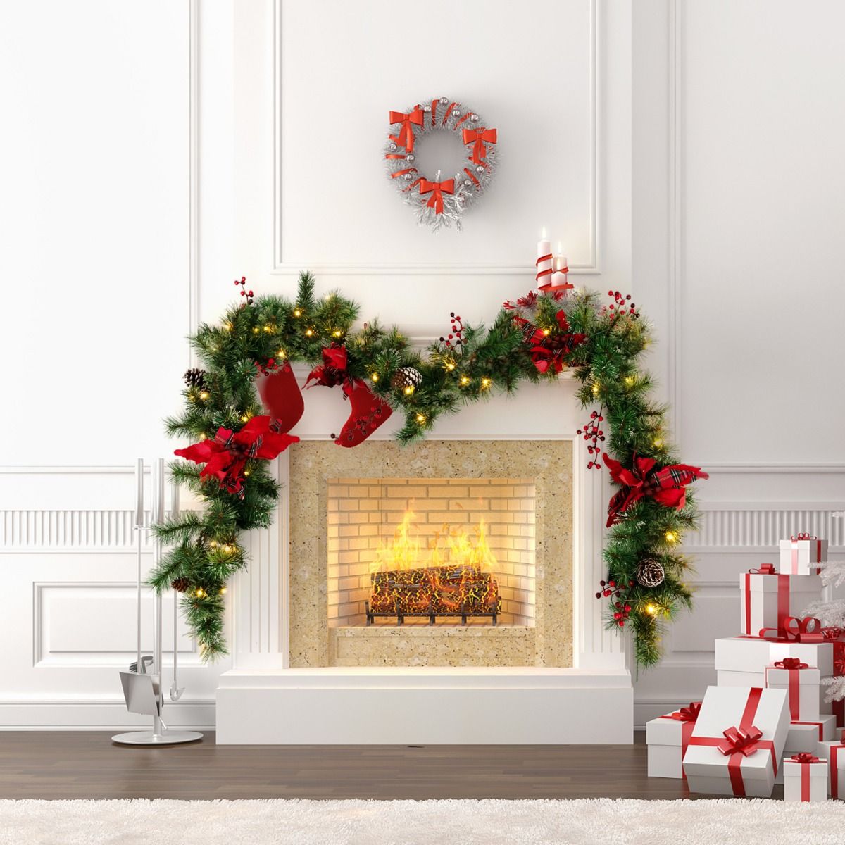 Coast Weihnachtsgirlande mit Lichtern 270 cm - Warmweiß - Grün Rot - Innen und Außen