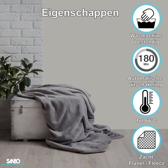 Sanbo Electric Blanket - 120 x 160 cm - Maschinenwaschbar - Decke - 1 Person - 3 Stufen - Mit Timer - Wärmedecke