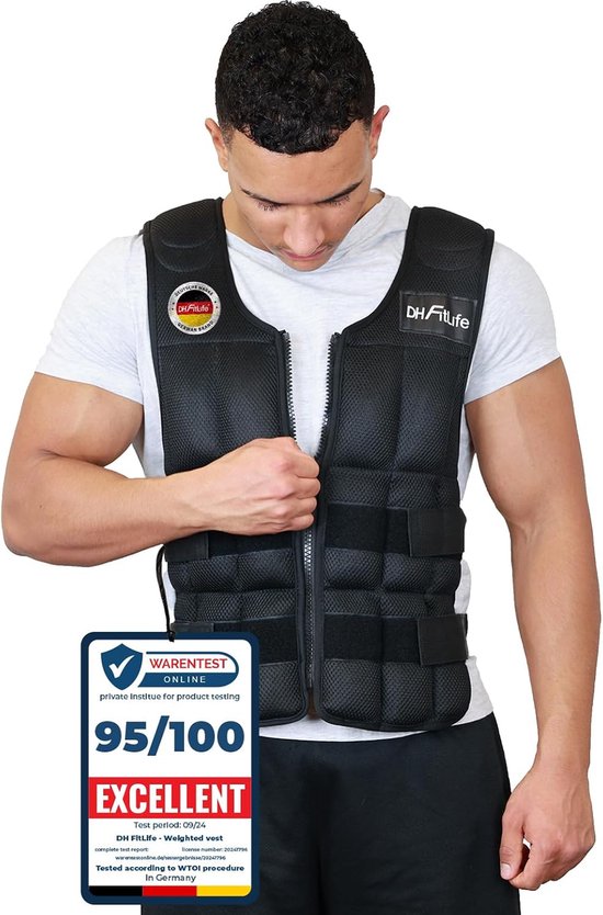 DH FitLife Einstellbare Gewichtsweste 10KG/20KG/30KG für Muskelaufbau und Krafttraining | Gewichtsweste | Laufweste Damen Herren | Fitness Trainingsweste