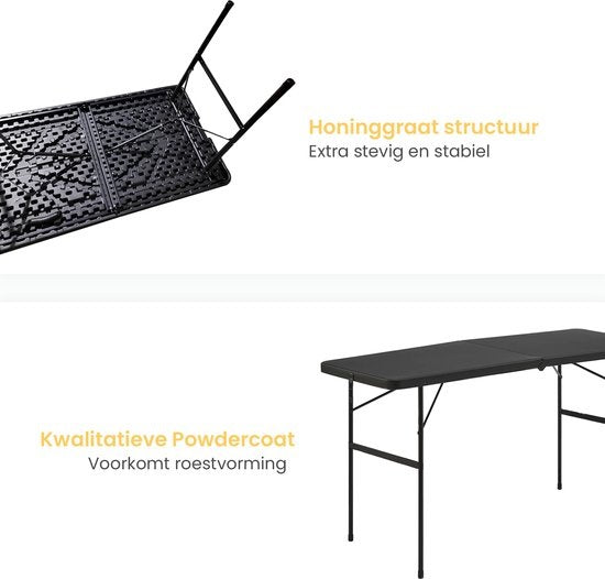 Goliving Klapptisch - Campingtisch - Outdoor-Klapptisch - Wetterfest - 122 x 60 x 74 cm - Schwarz