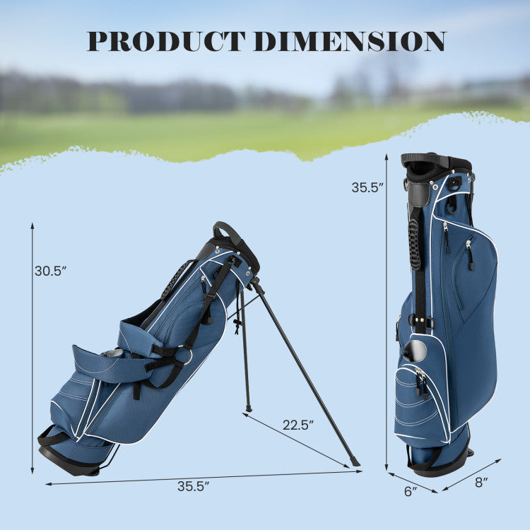 Coast Golf Stand Cart Bag - 4-fach unterteilt - Leichtgewicht mit 4 Staufächern - Inklusive Regenschutz - Griffe und doppelter Schultergurt - Maße: 36 x 32 x 112 cm - Farbe: Schwarz
