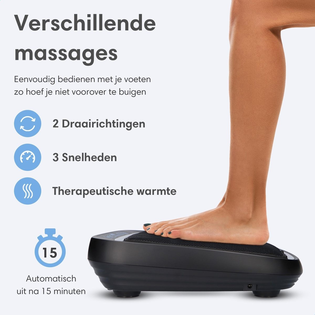 Shiatsu-Fußmassagegerät - 3 Geschwindigkeitsstufen - Wärmefunktion - abnehmbarer Bezug - Schwarz