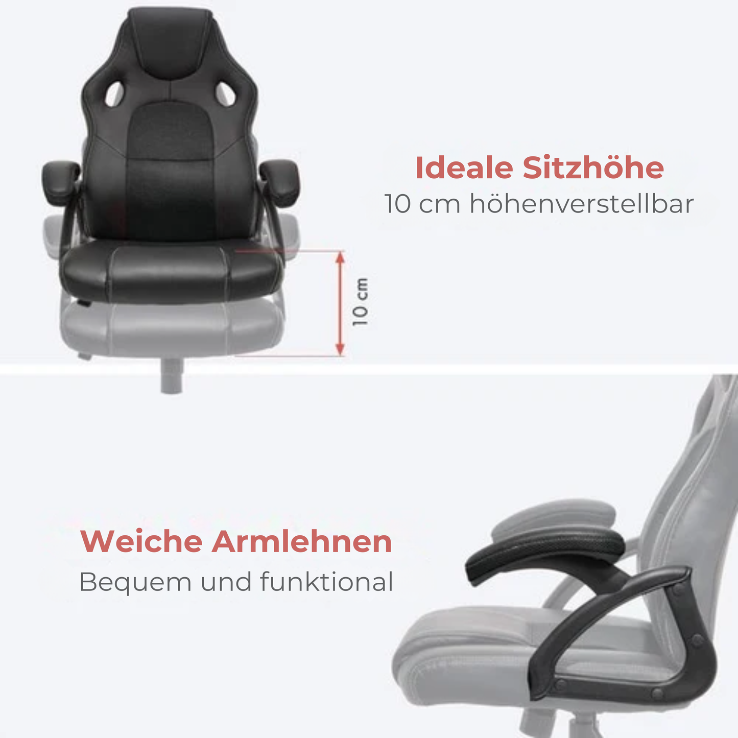 LifeGoods Gaming Stuhl - Einstellbar - Kunstleder - Schwarz