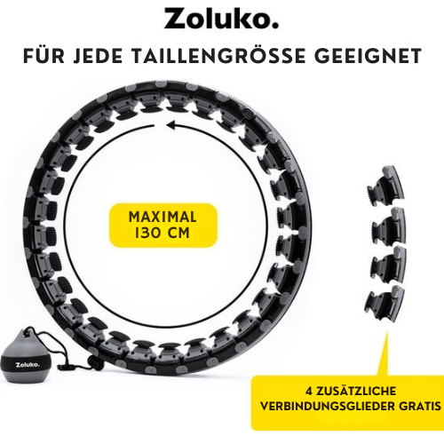 Zoluko Hula Hoop XXL - Inkl. E-Book - Fitness - Mit Gewicht - 130 cm Umfang - Schwarz