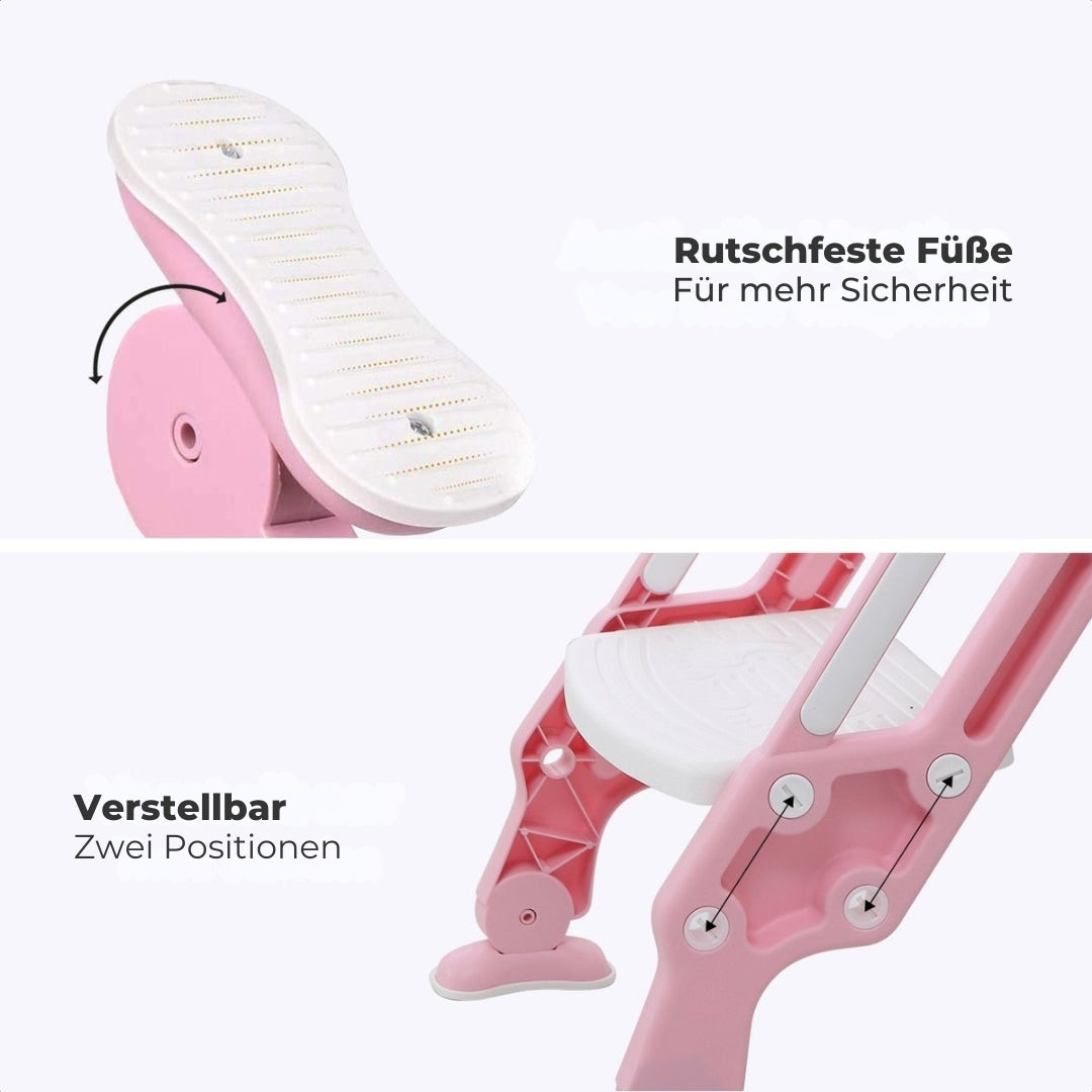 LifeGoods Toilettensitzverkleinerer - Mit Treppe - Töpfchen Kleinkind - 2 bis 7 Jahre - Rosa/Weiß
