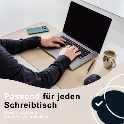 WURK - Professionelle Schreibtischunterlage Kunstleder - Schreibtisch-Organizer - Inklusive Kabelclip - 80x40 -Beige
