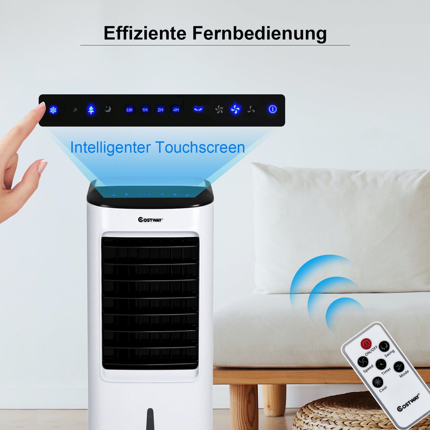 Coast Air Cooler - Luftbefeuchter - 4-in-1 - mit Kühlelementen und Fernbedienung - 65W - Weiß