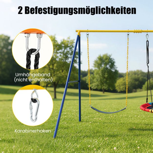Coast Schaukelgestell A-Frame – Doppelschaukelgestell 249 x 185 x 181,5 cm – Blau/Gelb