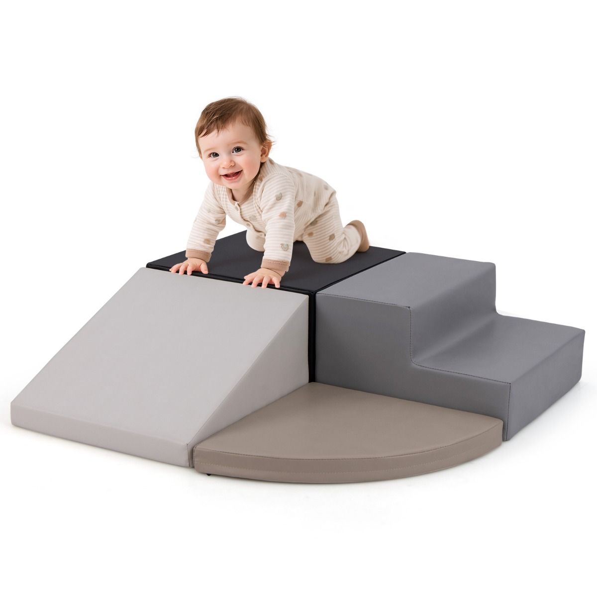 Coast 4-teiliges Kletterset für Kleinkinder - Weiche Schaumstoffblöcke mit Rutsche und Treppe - PU & EPE - 46 x 46 x 25 cm - Multicolor